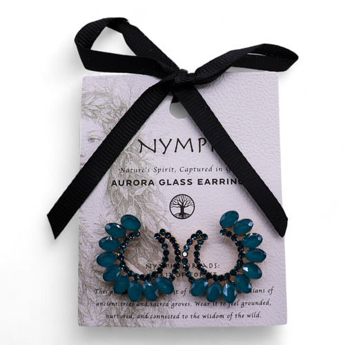 Teal Green - Vintage Glass - Loop - Earrings