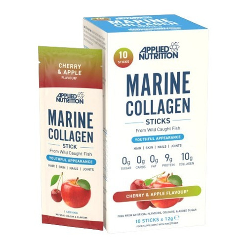 Applied Nutrition Marine Collagen Sticks Cherry and Apple For Healthy Skin and Joints 10x12g