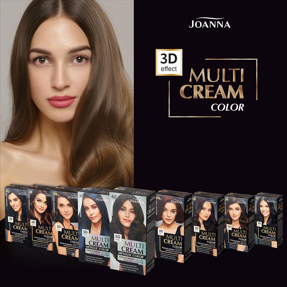 Joanna Multi Cream Color Farba do Włosów z Efektem 3D z Długotrwałym Efektem Nr 44,5 Miedziany Brąz 1 Sztuka