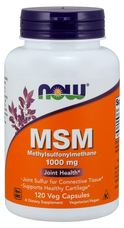 NOW Foods MSM 1000 mg Methylsulphonylmethane Naturalne Wsparcie dla Stawów Skóry i Włosów 120 Kapsułek
