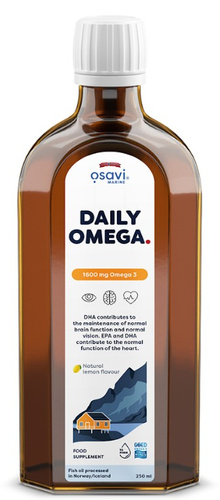 Osavi Daily Omega 1600mg Omega 3 w Płynie o Naturalnym Smaku Cytrynowym Na Serce i Mózg 250ml
