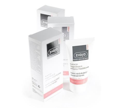 ZIAJA MED Kuracja Łagodząca Zmiany Trądzikowe Krem Redukujący Podrażnienia Trądzik Różowaty Spf 6 50ml