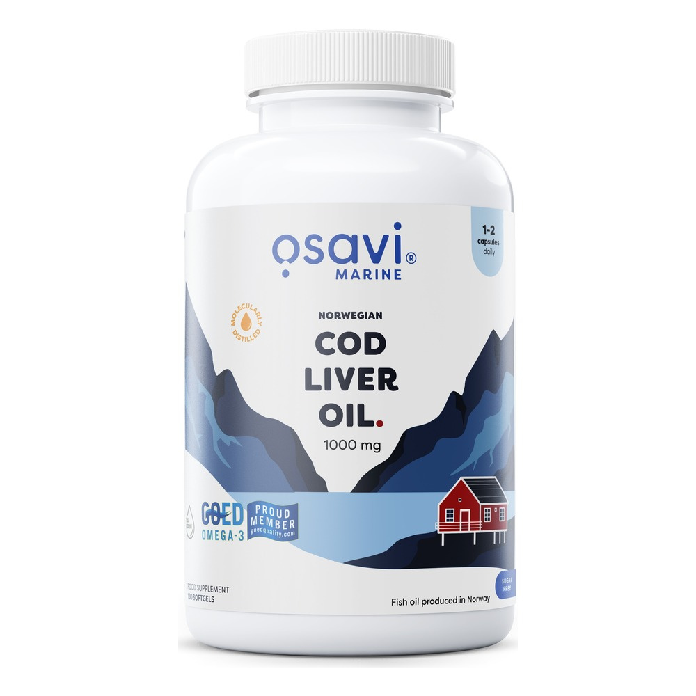 Osavi Norwegian Cod Liver Oil 1000mg 180 softgels for immunity and heart support