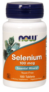 Now Foods Selenium 100mcg Selen Wspomaga Układ Odpornościowy Zdrowie Włosów Skóry i Paznokci 100 Tabletek