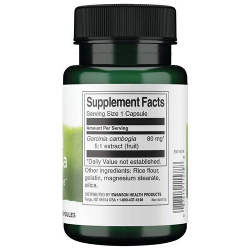 Swanson Garcinia Cambogia 5:1 Extract 80mg 60 Capsules