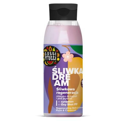 Tutti Frutti Plum Dream Regenerating Bath and Shower Milk Plum and Cinnamon + Oxy Shot PP 400ml