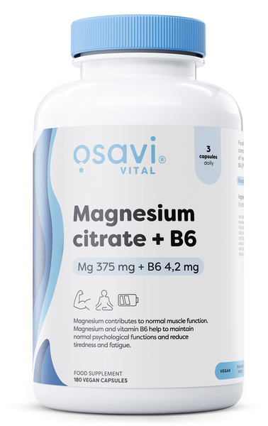 Osavi Magnesium Citrate + B6 For Fatigue and Proper Muscle Function 180 Vcaps