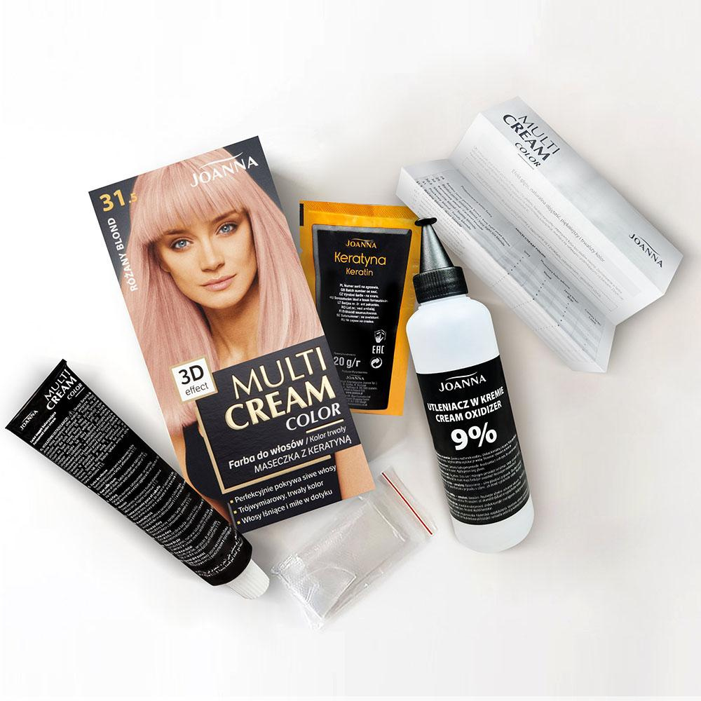 Joanna Multi Cream Color 3D Effect Hair Dye with Long-Lasting Effect No. 31.5 Rose Blonde 1 Piece