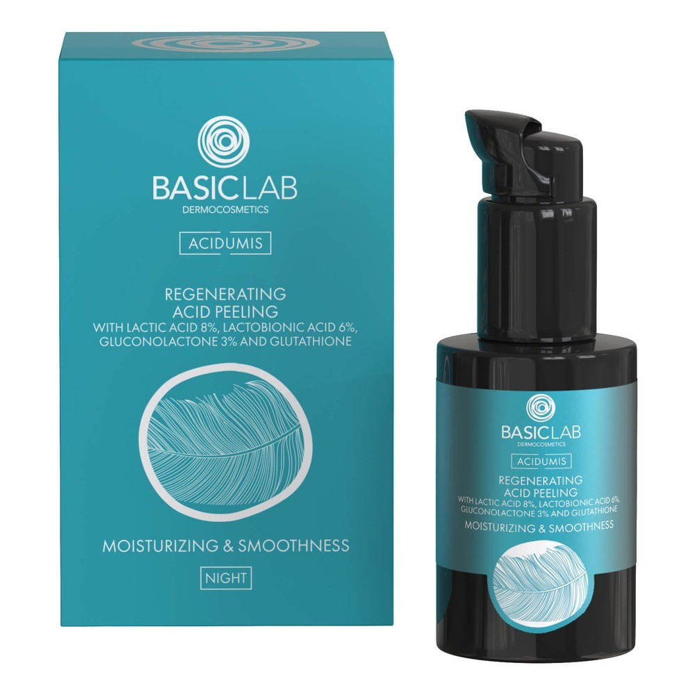 BasicLab Regenerujący Peeling Kwasowy z 8% Kwasem Mlekowym 6% Kwasem Laktobionowym 3% Glukonolaktonem Nawilżenie i Wygładzenie 30ml