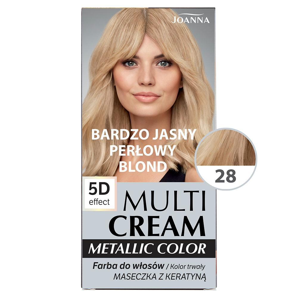 Joanna Multi Cream Color Farba do Włosów z Efektem 5D z Długotrwałym Efektem Nr 28 Bardzo Jasny Perłowy Blond 1 Sztuka