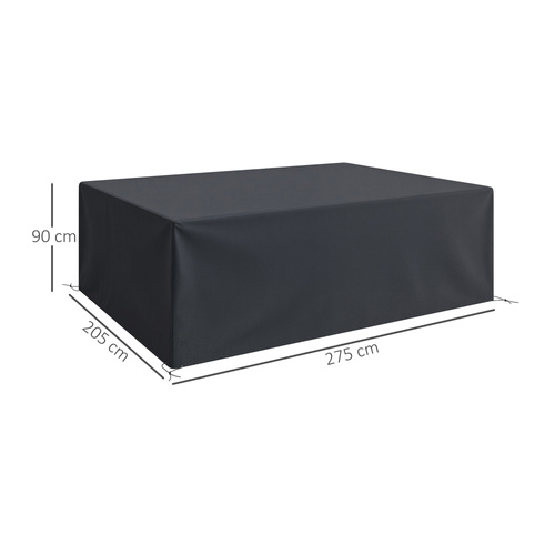 Outsunny 600D Oxford Outdoor Garden Furniture Sofa Set Cover, Waterproof Anti-UV Rattan Sun Lounger Protection Protector Cover, 275L x 205W x 90Hcm, Black