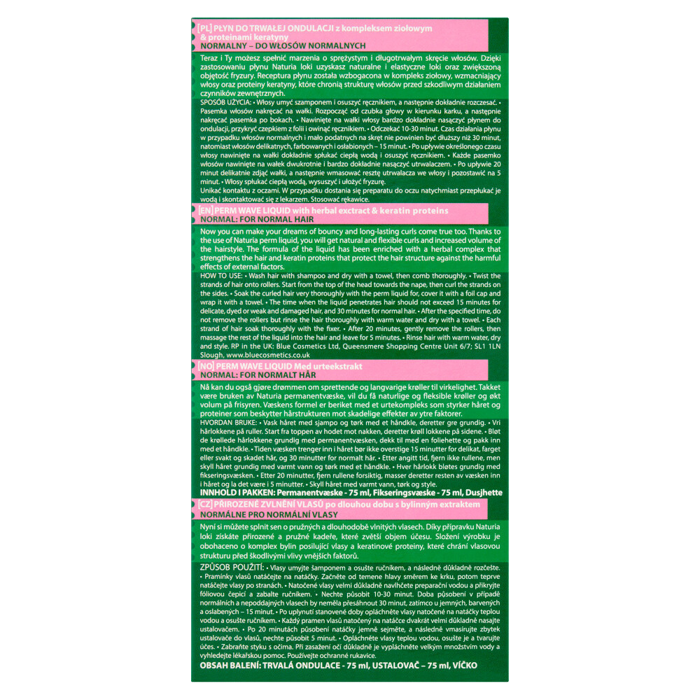 Joanna Naturia Loki Płyn i Utrwalacz do Trwałej Ondulacji dla Włosów Normalnych z Kompleksem Ziołowym 2x75ml