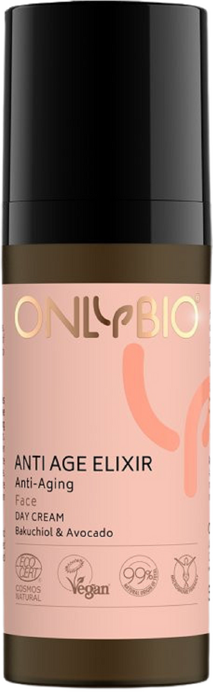 OnlyBio Anti Age Elixir Przeciwzmarszczkowy Krem do Twarzy z Bakuchiolem i Awokado na Dzień dla Każdego Rodzaju Cery 50ml