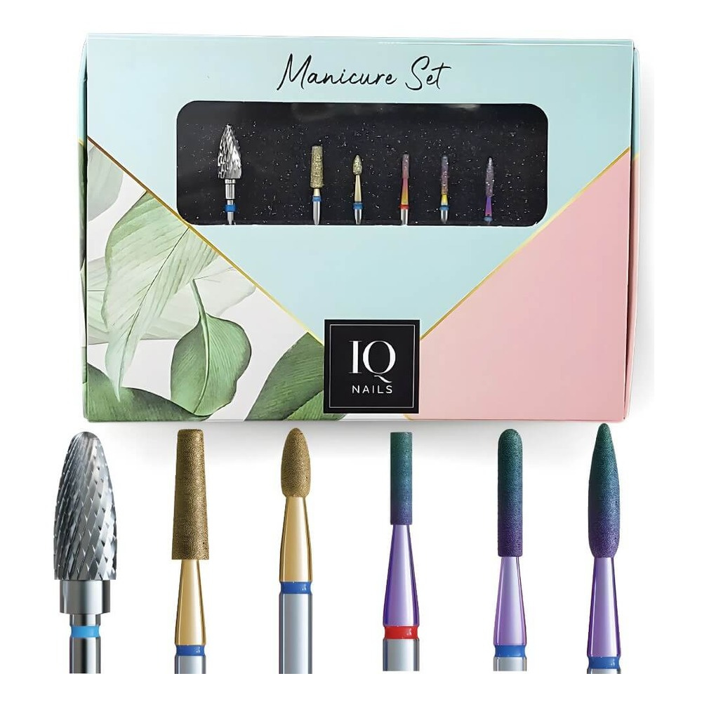 IQ Nails Expert Pro Set 6 Drill Bits For Gel Acrylic & Cuticles Removal 6 Pieces