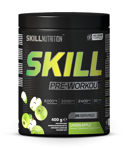 Skill Nutrition Skill Pre-Workout Green Apple Flavor for Energy and Performance 400g