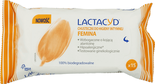 LACTACYD Femina, chusteczki do higieny intymnej, 15szt