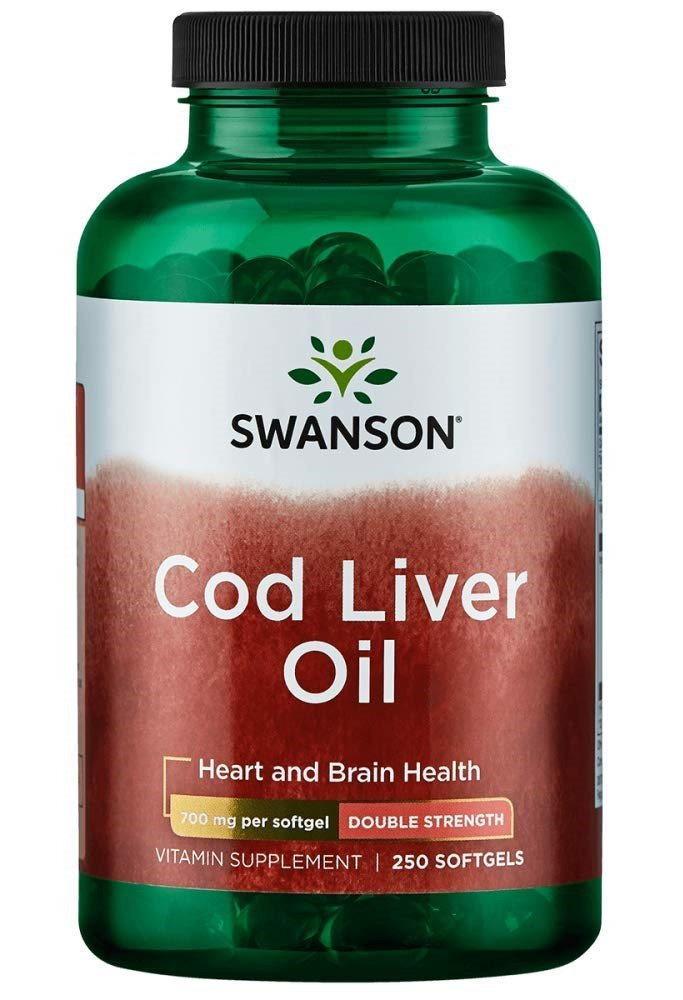 Swanson Cod Liver Oil 700mg Double-Strength Olej z Wątroby Dorsza 250 Kapsułek