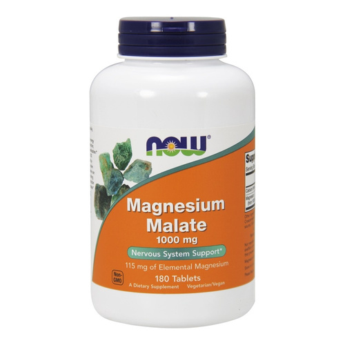 Now Foods Magnesium Malate 1000 mg Muscle, Nervous System and Bone Support 180 Tablets