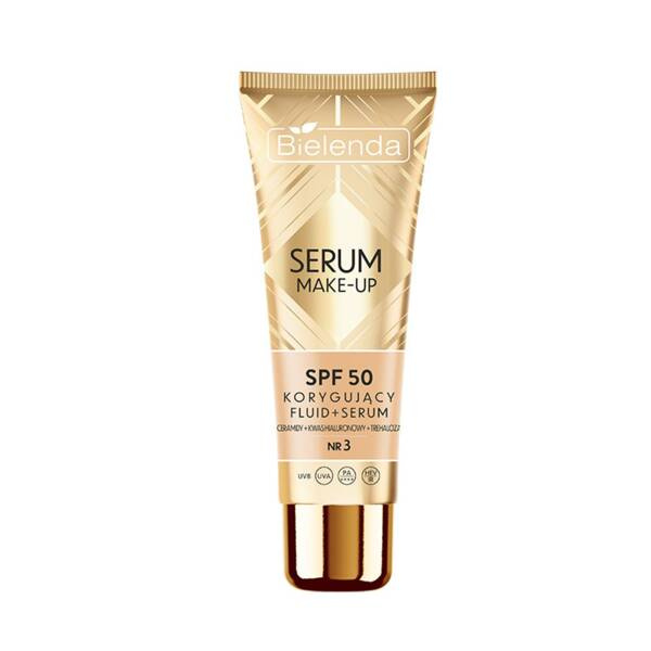Bielenda Serum Make-Up Korygujący Fluid+Serum SPF50 dla każdego Rodzaju Skóry Nr 3 Sunny Beige 30g