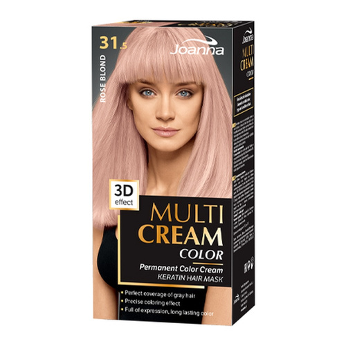 Joanna Multi Cream Color Farba do Włosów z Efektem 3D z Długotrwałym Efektem Nr 31.5 Różany Blond 1 Sztuka