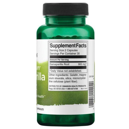 Swanson Full Spectrum Sarsaparilla Root 450mg Kolcorośl Sarsaparyla 60 Kapsułek