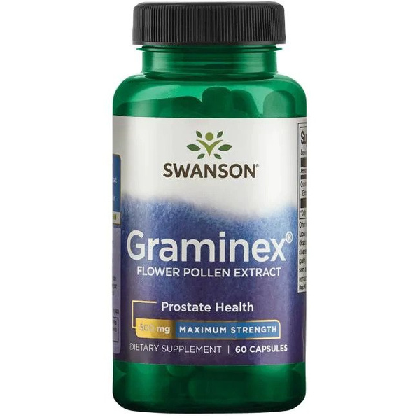 Swanson Graminex 500mg Pyłek Kwiatowy Wspomaga Układ Moczowy 60 Kapsułek