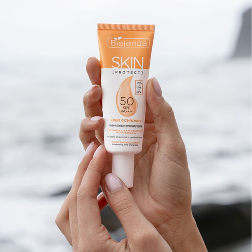 Bielenda Skin Protect Protective Krem Ochronny Rozświetlająco - Energetyzujący PA++++UVA + UVB + HEV SPF50 40ml