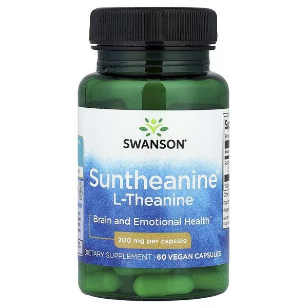 Swanson Suntheanine L-Theanine 200mg Relaxation and Concentration Support 60 Capsules