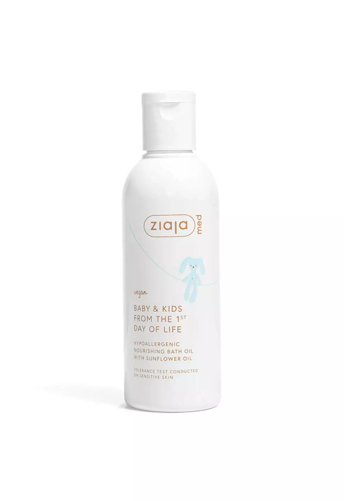 Ziaja Med Baby & Kids Hipoalergiczny Olejek Natłuszczająco-Myjący do Kąpieli na Bazie Oleju Słonecznikowego dla Niemowląt od 1 Dnia Życia 200ml Best Before 31.07.26