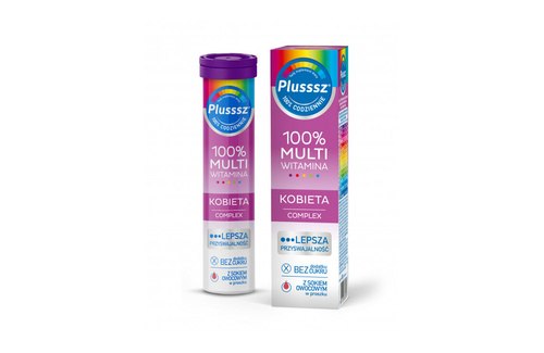 Plusssz 100% Multivitamin Woman Complex Effervescent Tablets with Raspberry and Orange Flavor 20 Pieces
