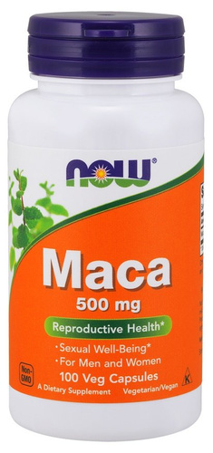 Now Foods Maca 500mg Żeń-szeń Peruwiański Wsparcie Witalności 100 Kapsułek