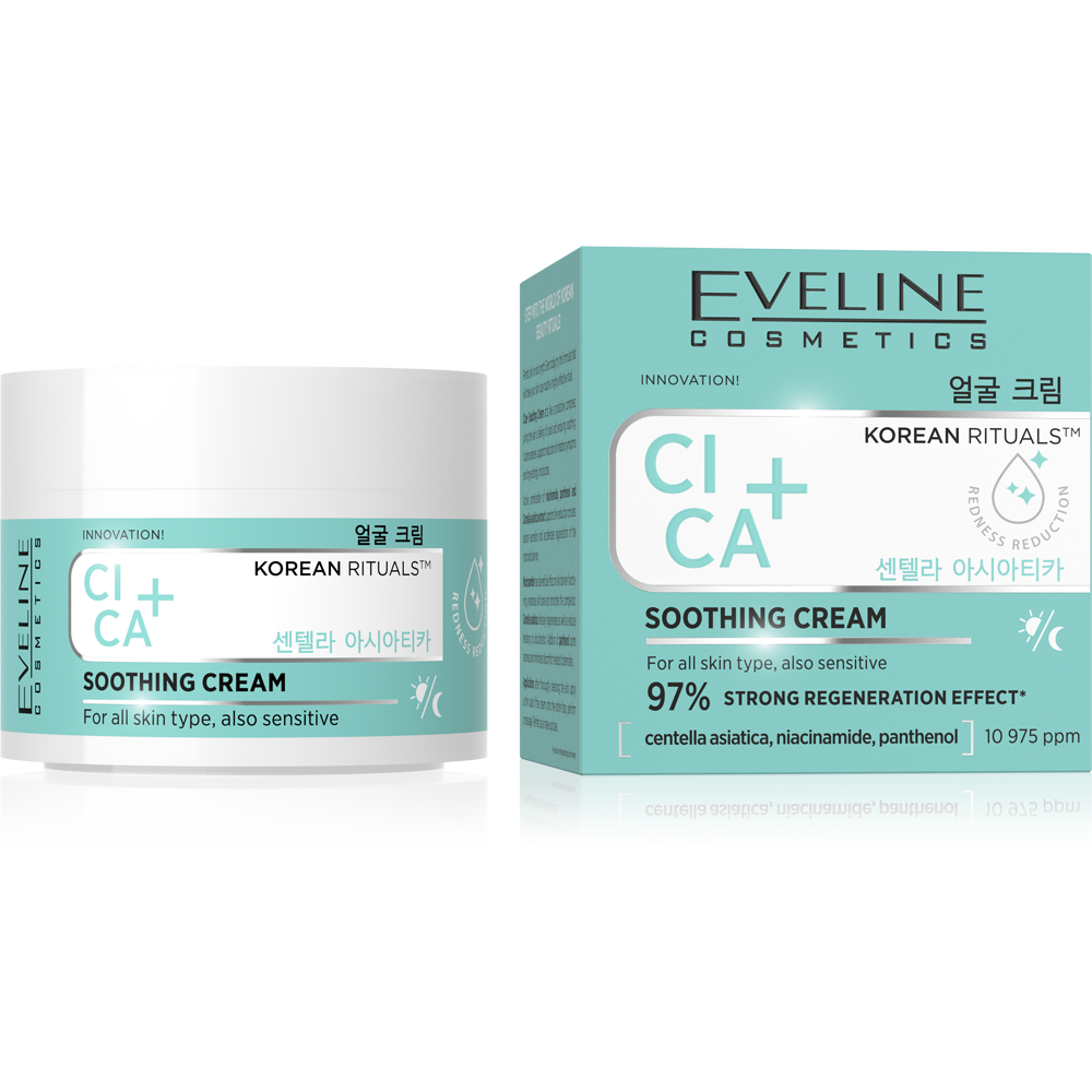 Eveline Korean Rituals Krem Kojący Cica+ dla każdego Rodzaju Skóry na Dzień i na Noc 50ml