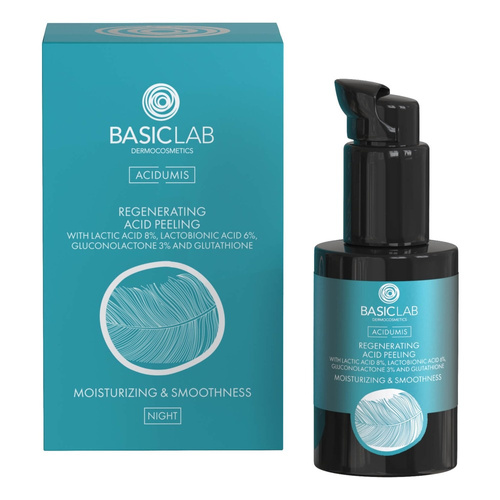 BasicLab Regenerujący Peeling Kwasowy z 8% Kwasem Mlekowym 6% Kwasem Laktobionowym 3% Glukonolaktonem Nawilżenie i Wygładzenie 30ml