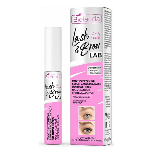Bielenda Lash & Brow Lab Serum Multi-Peptydowe Zagęszczające do Naturalnych i Przedłużanych Rzęs oraz Brwi 5ml