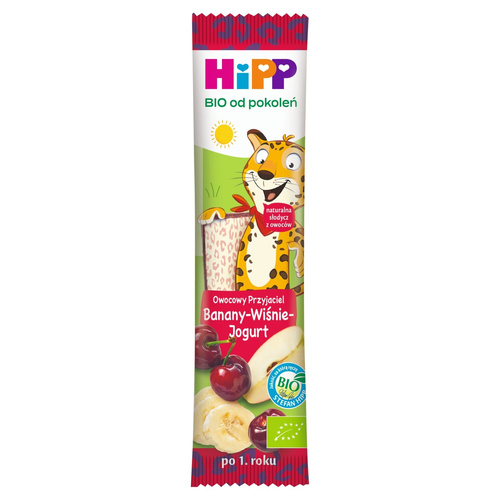 Hipp Bio Owocowy Przyjaciel Batonik z Bananami,Wisniami i Jogurtem dla Dzieci po 1 Roku Życia 23g