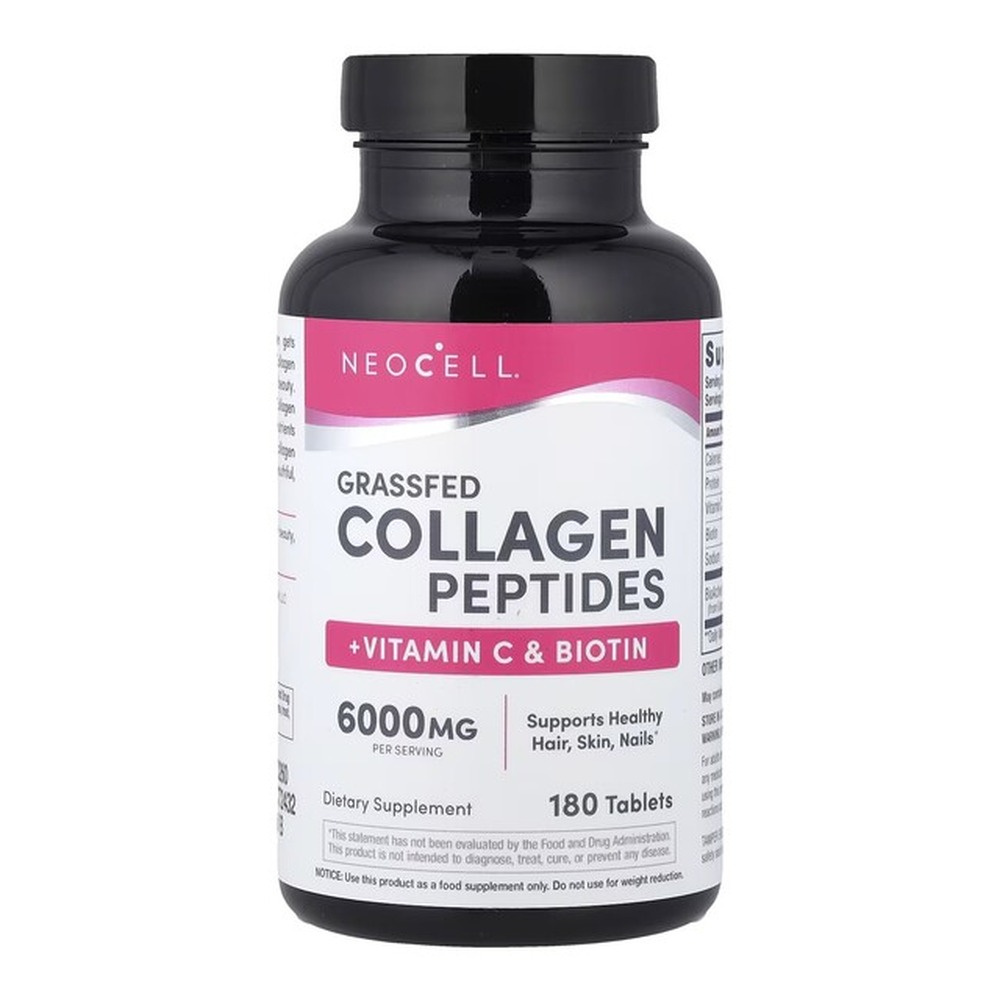 NeoCell Grassfed Collagen Peptides with Vitamin C and Biotin For Healthy Skin Hair and Nails 180 Tablets