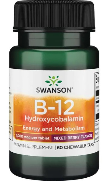 Swanson B-12 Hydroxycobalamin, 1000mcg - 60 chewable tablets