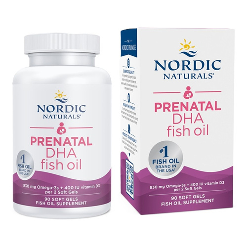 Nordic Naturals Prenatal DHA 830mg Omega-3 i 400 IU D3 Dla Kobiet w Ciąży 90 Kapsułek