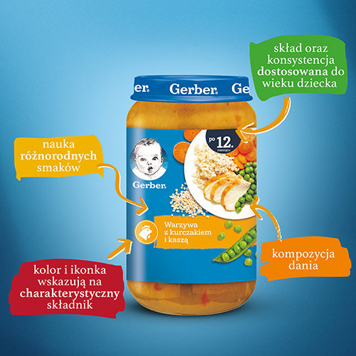 Gerber Danie Warzywa z Kurczakiem i Kaszą dla Dzieci po 12 Miesiącu 250g