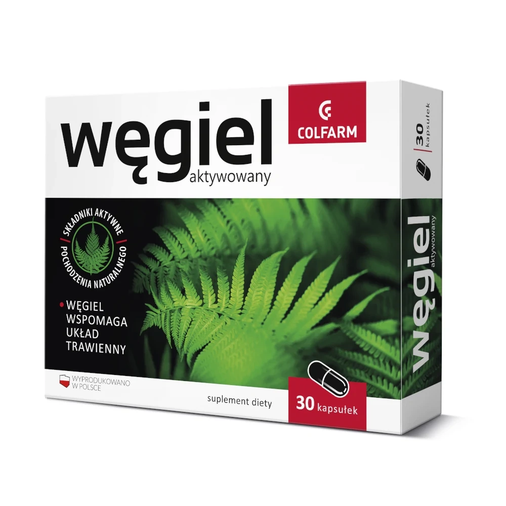 Colfarm Węgiel Aktywny na Biegunkę 30 Kapsułek