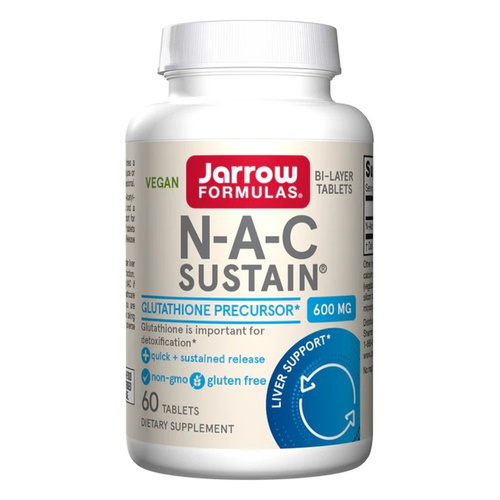 Jarrow Formulas N-A-C Sustain N-Acetylo-L-Cysteina 600mg Na Detoksykację i Wsparcie Antyoksydacyjne 60 Tabletek