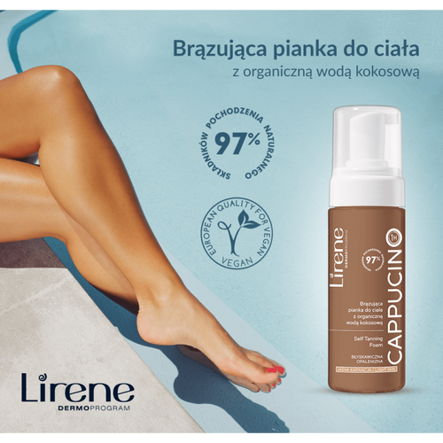 Lirene Perfect Tan Brązująca Pianka do Ciała z Organiczną Wodą Kokosową Capuccino 150ml Best Before 30.06.26