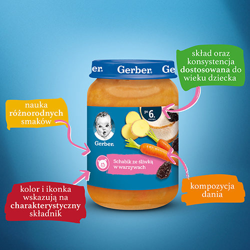 Gerber Danie Schabik ze Śliwką w Warzywach dla Niemowląt po 6 Miesiącu 190g