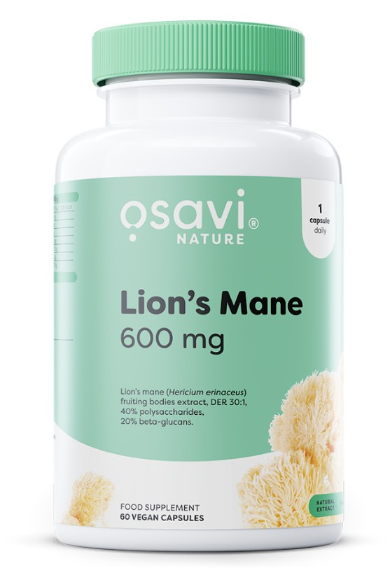 Osavi Lion's Mane 600mg Nootropic Mushroom Supplement For Cognitive Support 60 Vegan Capsules