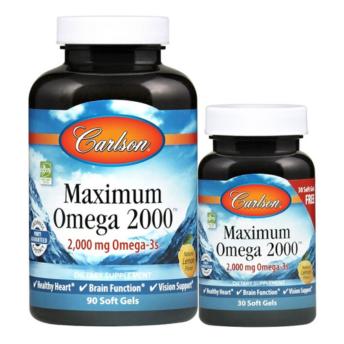 Carlson Labs Maximum Omega 2000 Wysoka Dawka Omega 3 na Serce i Mózg 120 Kapsułek