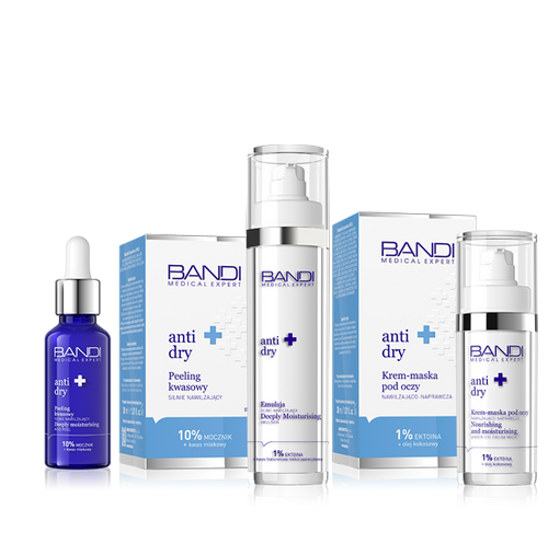 Bandi Zestaw Anti Dry Emulsja Peeling Kwasowy i Krem-Maska pod Oczy 50x30x30ml