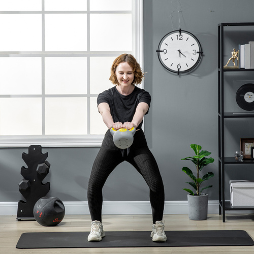 SPORTNOW Kettlebell, 4kg Kettle Bells with Handle for Home Gym Weight Lifting and Strength Training, Yellow and Grey