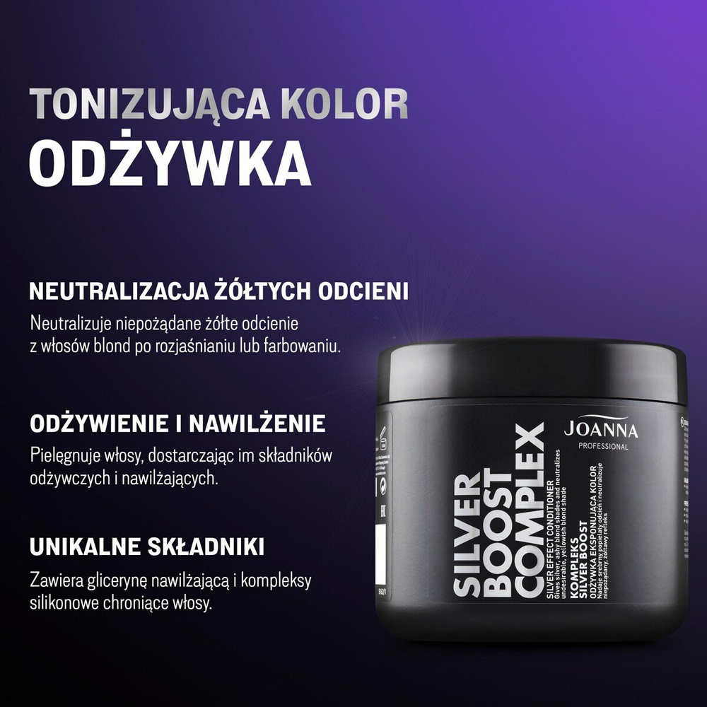 Joanna Professional Silver Boost Complex Odżywka Tonująca Kolor Srebrna 500g