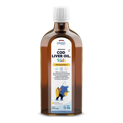 Osavi Norwegian Cod Liver Oil for Kids 500mg Omega 3 Lemon 250ml