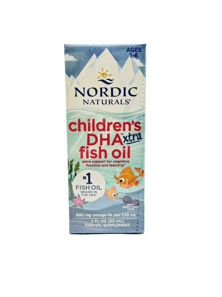 Nordic Naturals Children's DHA Xtra Tran dla Dzieci na Rozwój Mózgu o Smaku Jagodowym 60ml
